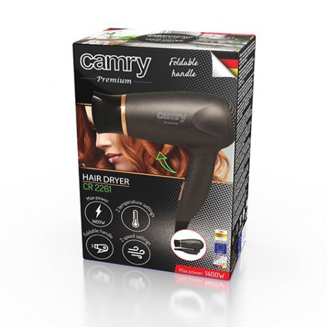 Camry | Hair Dryer | CR 2261 | 1400 W | Number of temperature settings 2 | Metallic Grey/Gold - 7